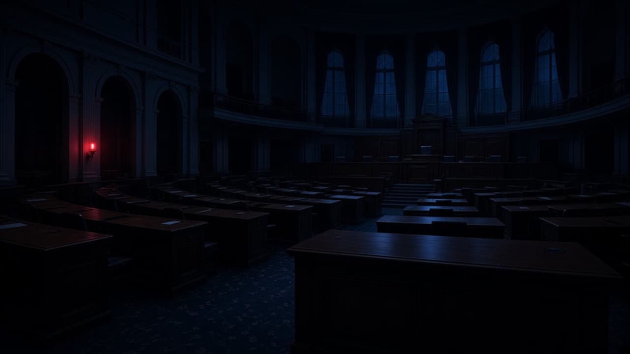 Empty legislative chamber